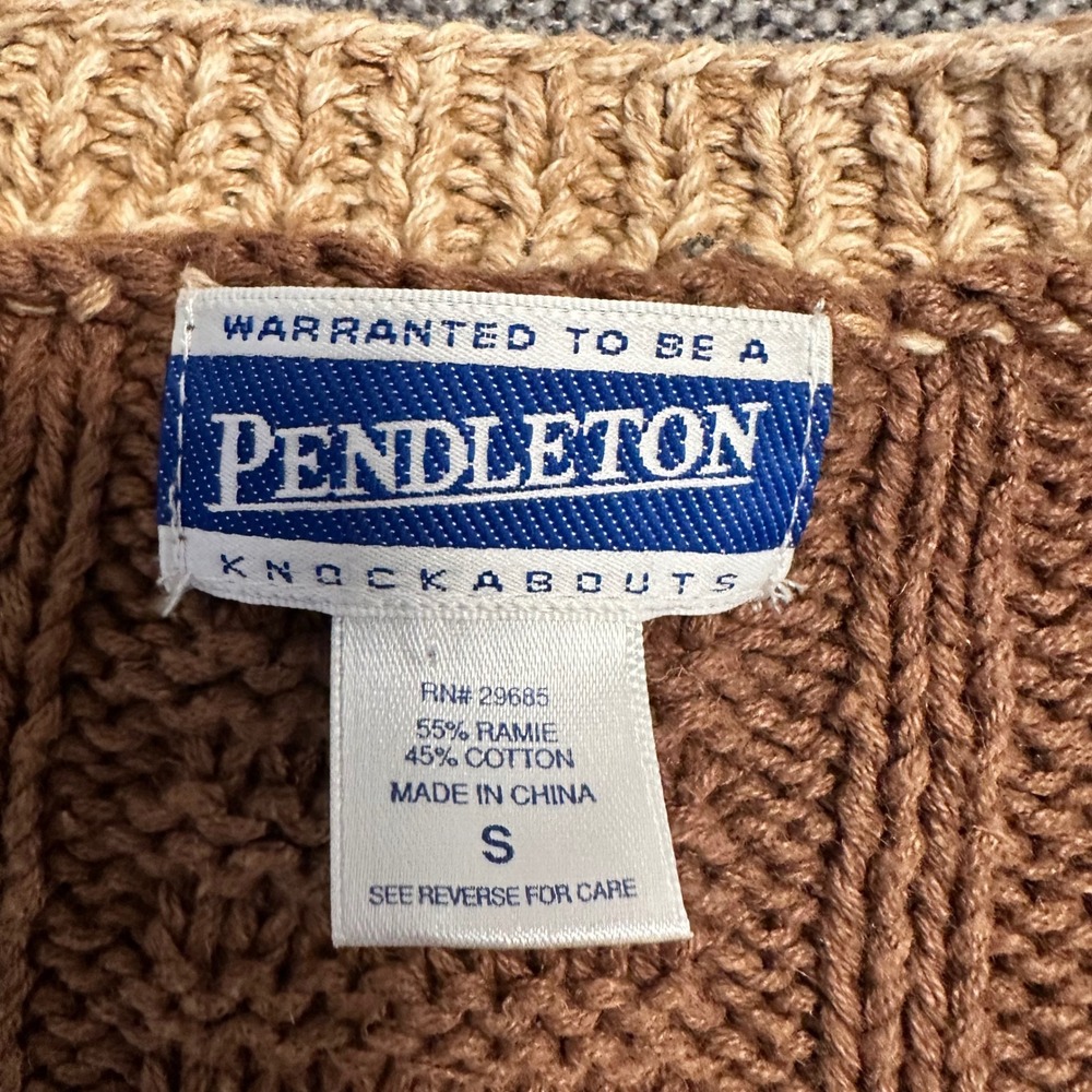 Pendleton Sweater Vest Womens S Brown Fair Isle Ramie Cotton Knit V-Neck - Picture 4 of 8